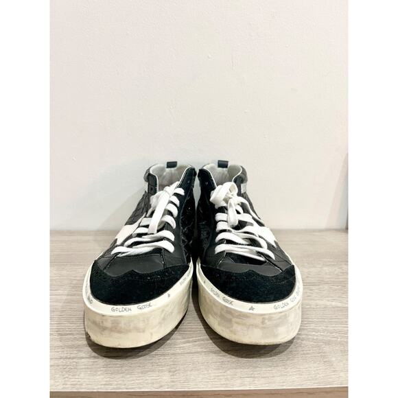 Golden Goose Deluxe Brand w/Alligator Skin Mid Top Sneakers Black & White EU 40 - Picture 2 of 6